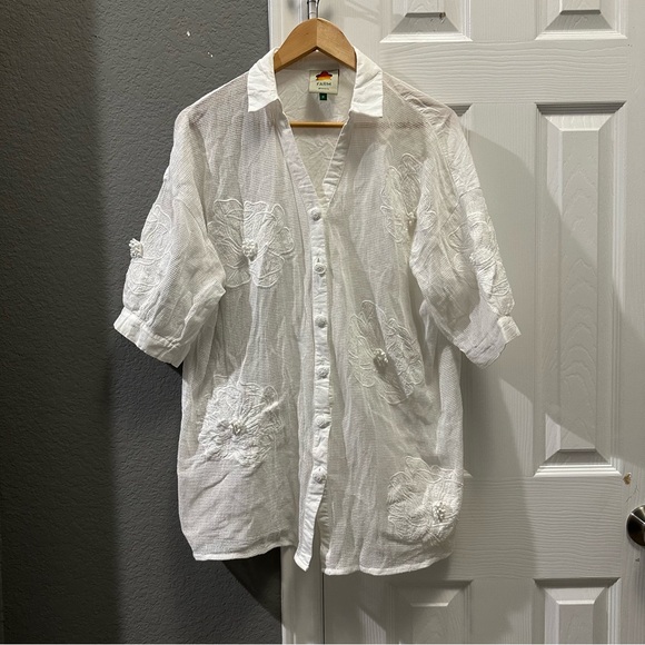 FARM RIO white flower top size medium - Picture 3 of 7